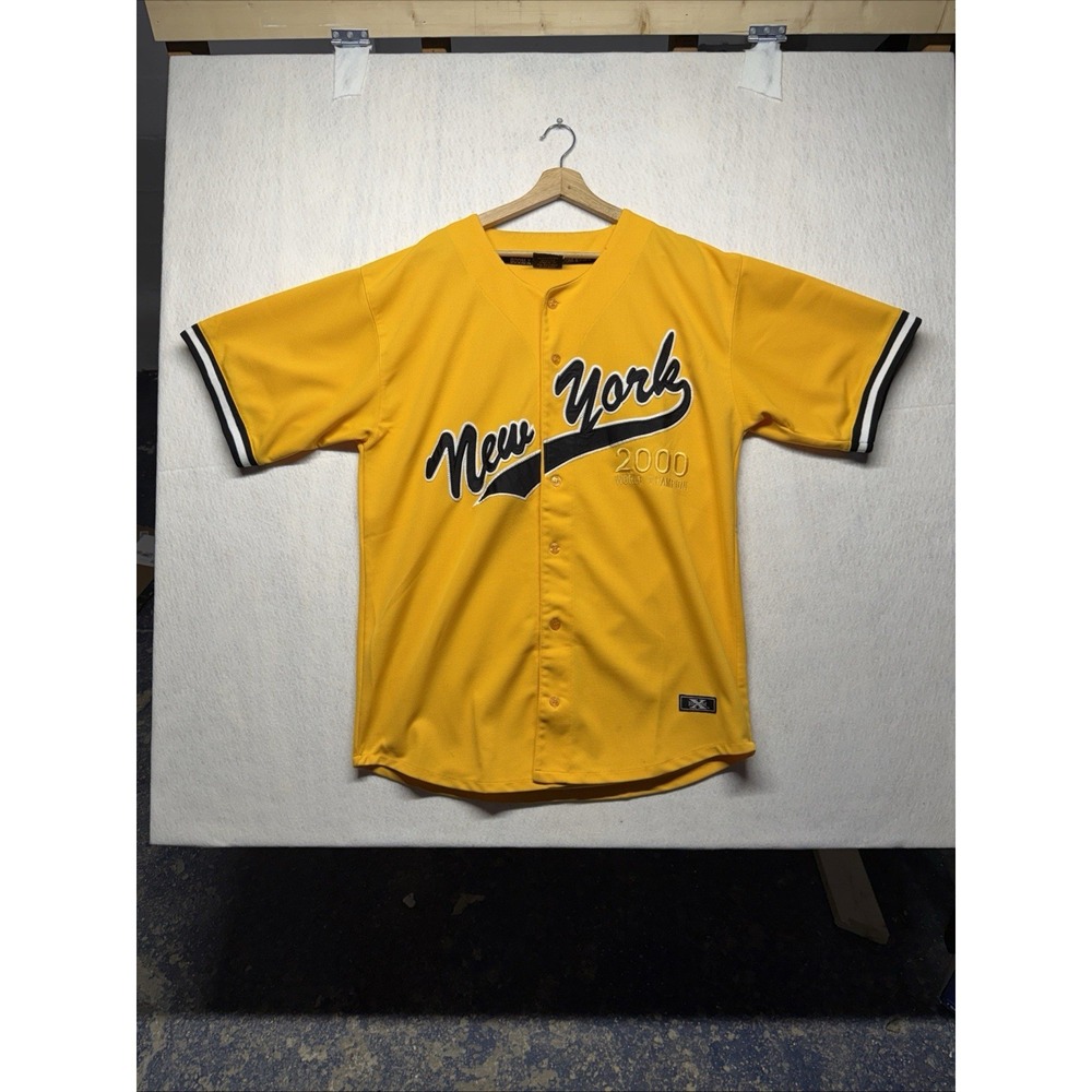 Boom-x Sports Yellow New York Baseball Jersey Large 2000 World Champion